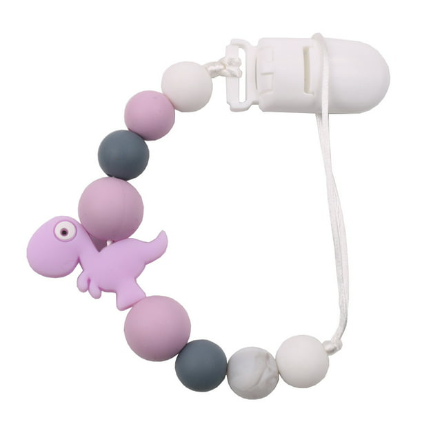 UK Silicone Beads Baby Pacifier Clip Teething Dummy Soother Nipple Chain Holder